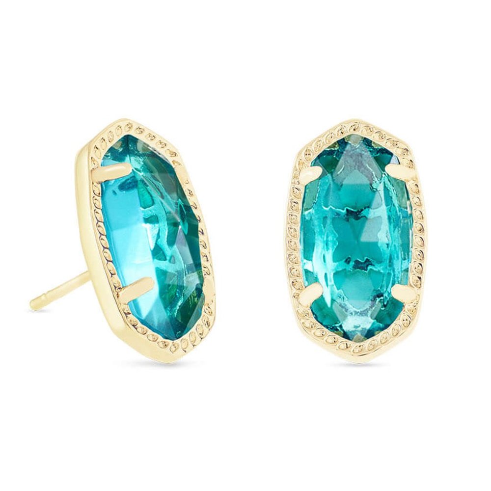 Kendra Scott Ellie December Birthstone Gold Stud Earrings in London Blue
